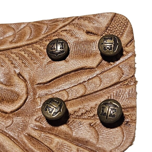 Handcrafted Leather Cuff Bracelet Etched Plate Emerson Write It On Your Heart - Picture 3 of 5